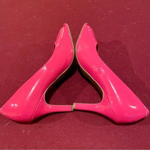 Kelly & Kate Bright Pink Patent Leather Open Toe 3” Heels Barbie Party NWOB